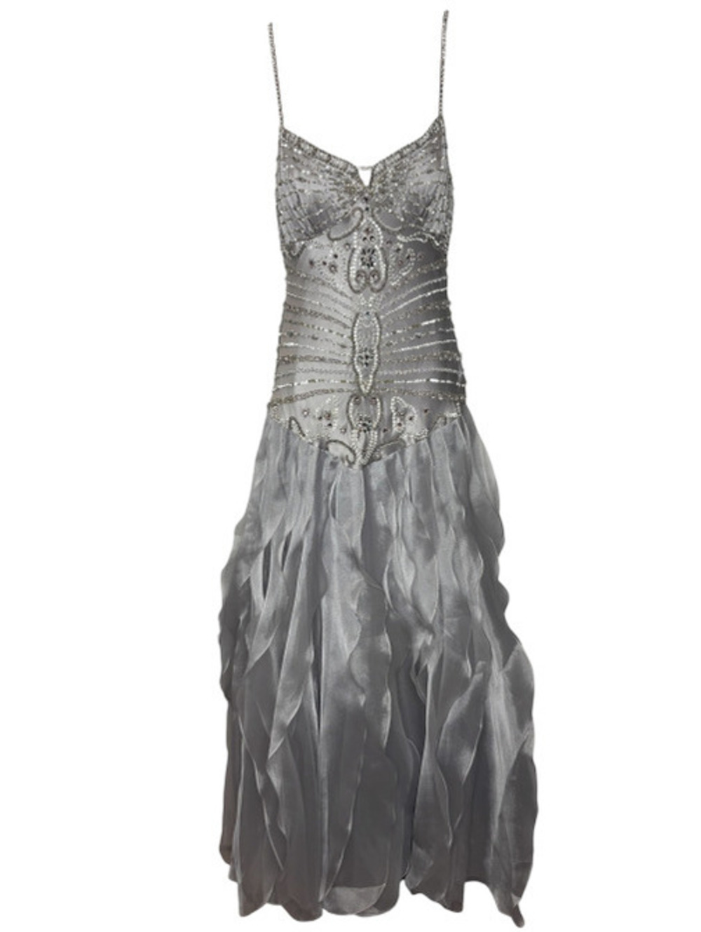 Sue Wong Vintage Beaded Silk Ruffled Gown